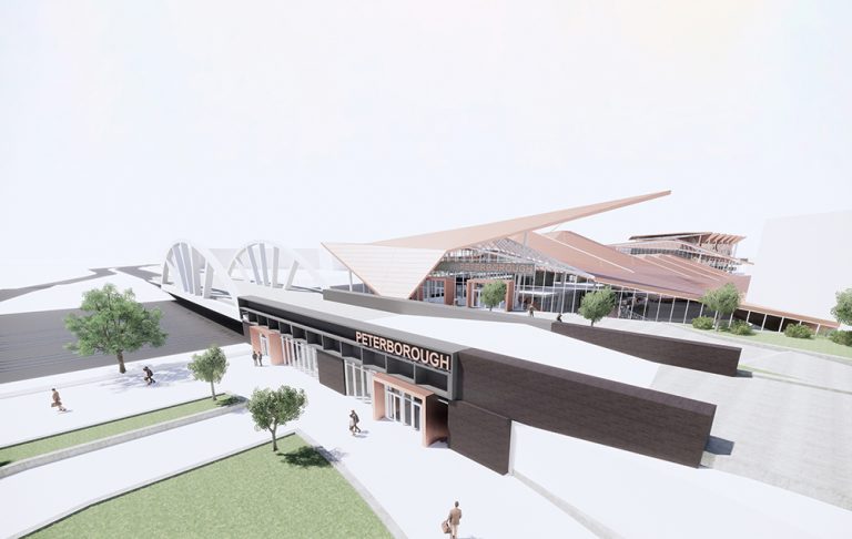 The sun rises over Peterborough