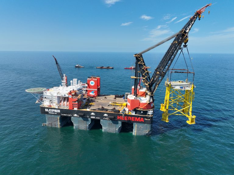 Massive offshore windfarm celebrates construction milestone