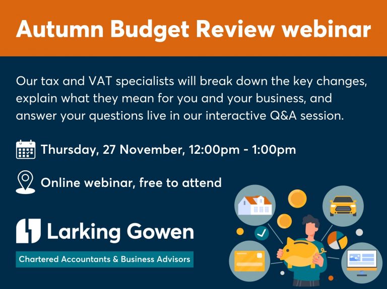 Join Larking Gowen’s Free Budget Review Webinar – Thursday, 27 November